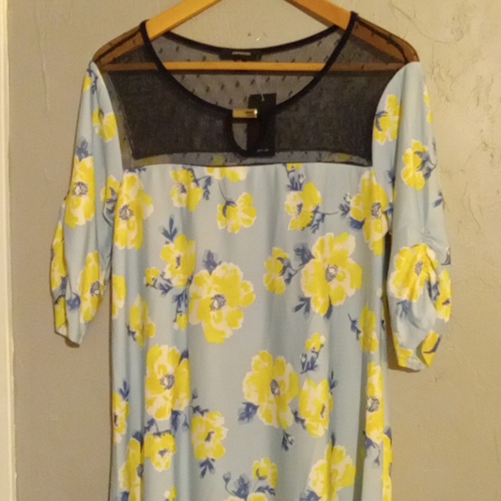 New Floral Blue and Yellow Dress